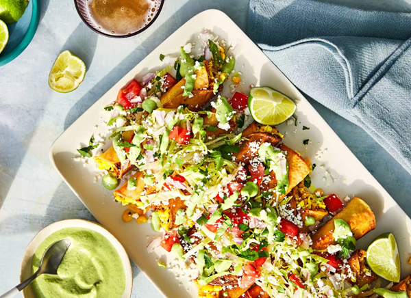 Vaghareli corn flautas with chutney crema