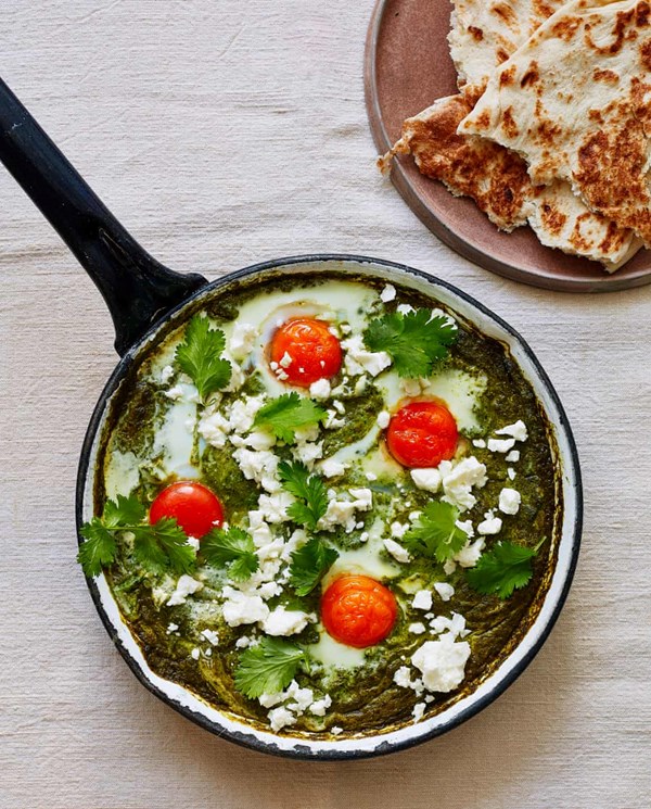 Valentine's green brunch eggs