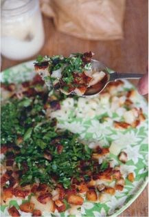 Val's potatoes with duck fat, garlic and parsley