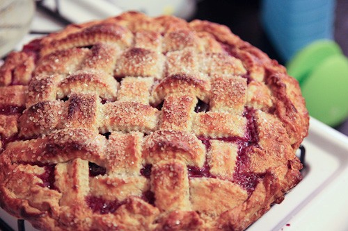 Vanilla & almond scented apricot plum summerberry pie