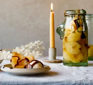 Vanilla & white wine poached pears