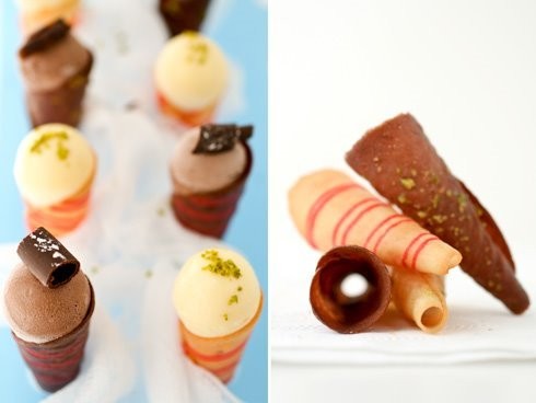 Vanilla and chocolate tuilles