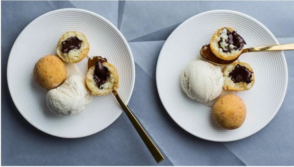 Vanilla bean arancini with dark chocolate centres