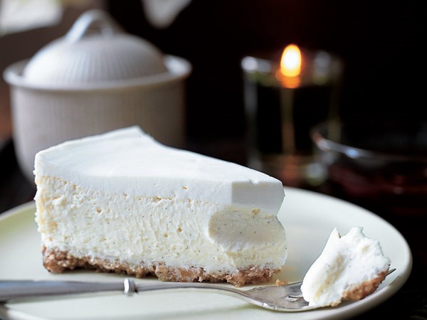 Vanilla bean cheesecake with a walnut crust [Peggy Cullen]