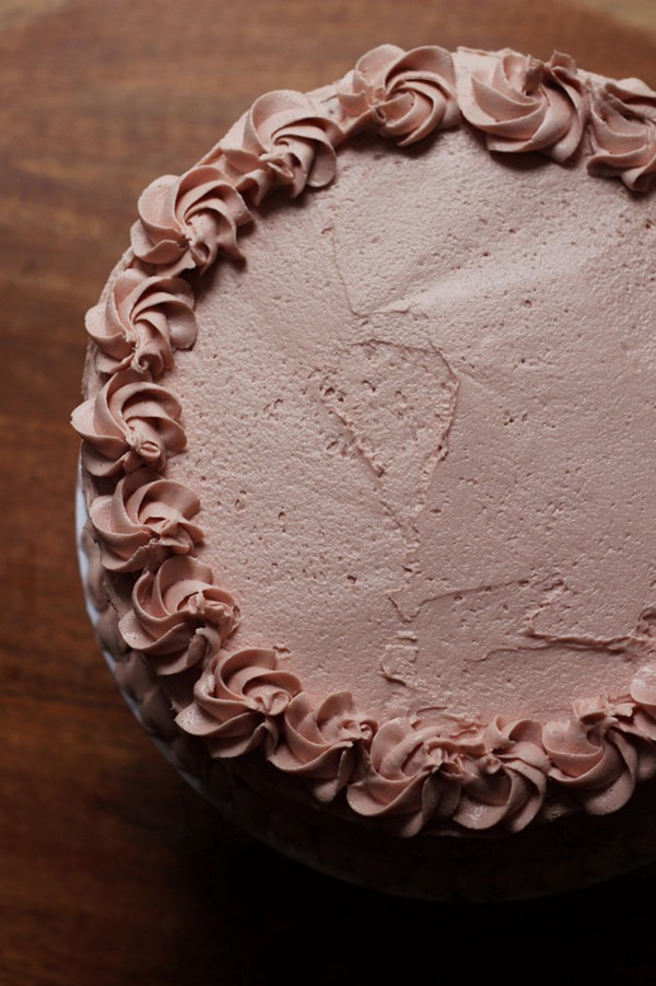 Vanilla bean layer cake with balsamic buttercream