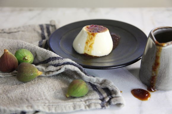 Vanilla bean panna cotta with fig vino cotto