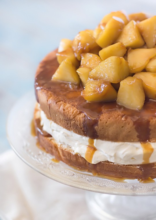 Vanilla bean sponge cake with salted caramel apples recipe | Eat Your Books