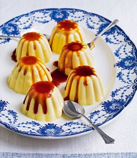 Vanilla blancmanges with orange caramel