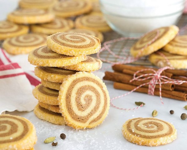Vanilla chai pinwheel cookies
