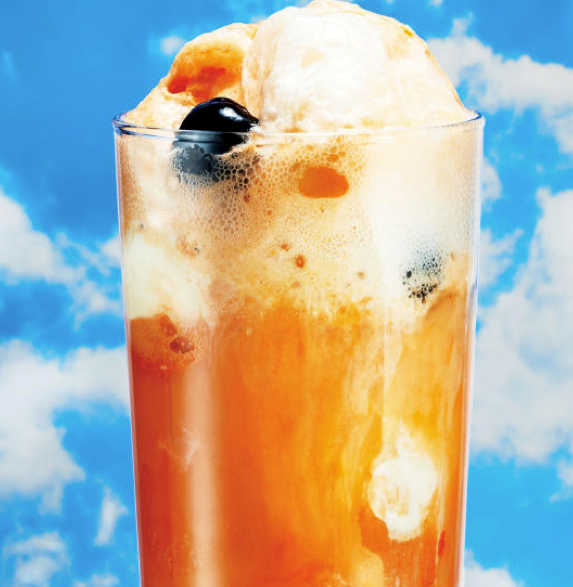 Vanilla float with bitters and cherries