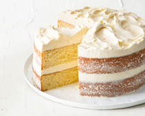 Vanilla layer cake with creamy vanilla frosting