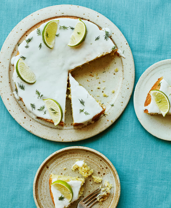 Vanilla lime dill tea cake