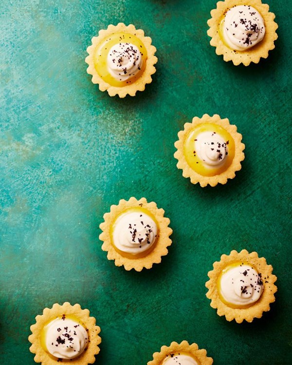 Vanilla mascarpone and orange curd tarts