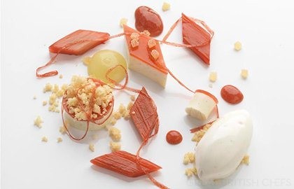 Vanilla panna cotta, rhubarb, ginger