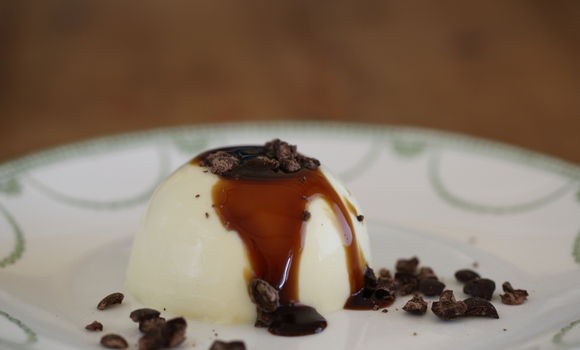Vanilla pannacotta with coffee vino cotto