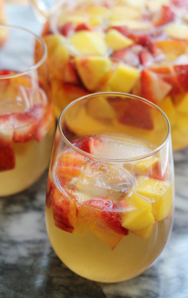 Vanilla peach, mango, and strawberry sangria