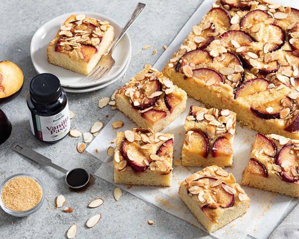 Vanilla plum sheet cake