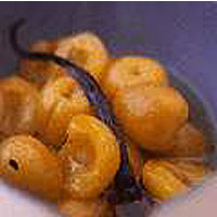 Vanilla-poached apricots with a lemon balm cream