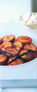 Vanilla roast plums with basil mascarpone