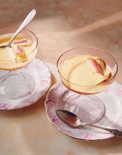 Vanilla-roasted rhubarb with zabaglione