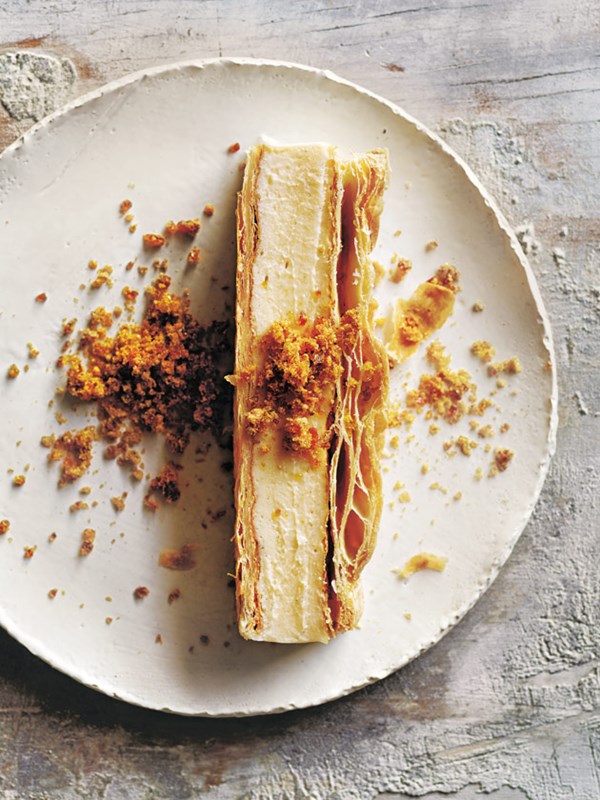 Vanilla slice with vanilla bean praline