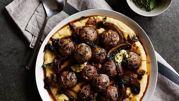 Veal & pork with polenta & mushroom