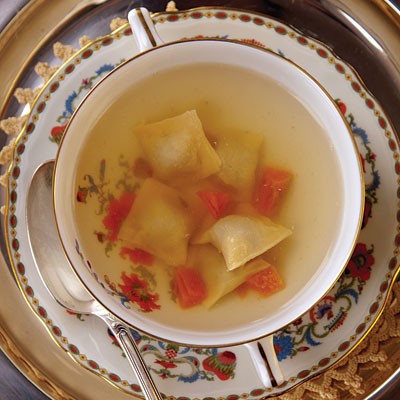 Veal and escarole ravioli (Agnolotti)