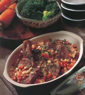 Veal chops with Chablis en cocotte