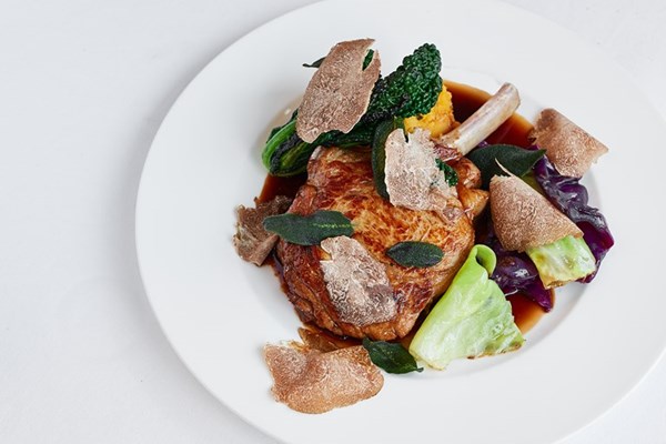  Veal cutlet with pumpkin, cabbage and sage