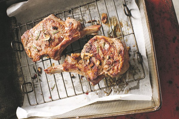 Veal cutlets with rosemary, anchovies and red wine