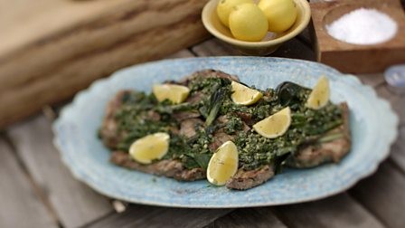 Veal escalopes with salsa verde