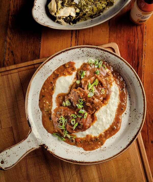 Veal grillades and grits [Mitchell Arens]