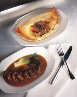 Veal kidneys stuffed with morels