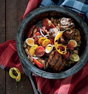 Veal meatballs with white bean and tahini salad (Tekirdağ köfte)