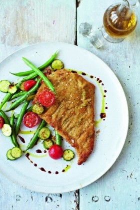 Veal Milanese with green beans