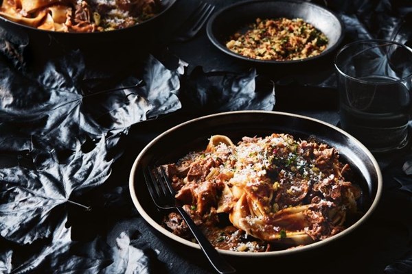 Veal osso buco pappardelle with chilli pangrattato
