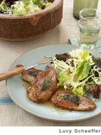Veal scaloppine with prosciutto and sage