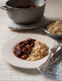 Veal shoulder with butter beans