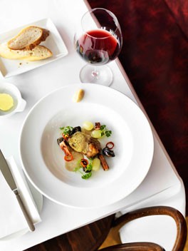 Veal sweetbreads with snails, kassler, roast garlic and chilli