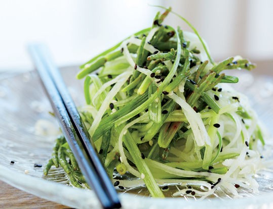 Vedge's sea bean salad with daikon and cucumber