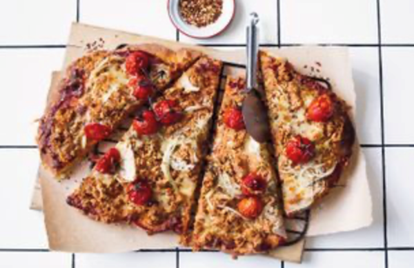 Veg lovers' thick-crust pizza with spiced cauliflower 'mince'