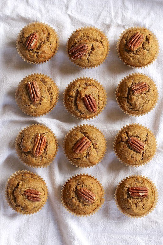 Vegan banana pecan muffins