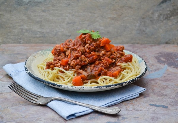 Vegan Bolognese for spaghetti