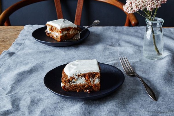 Vegan carrot cake with coconut cream frosting