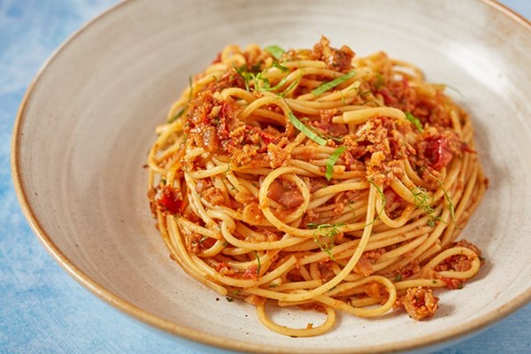 Vegan cauliflower mince Bolognese 