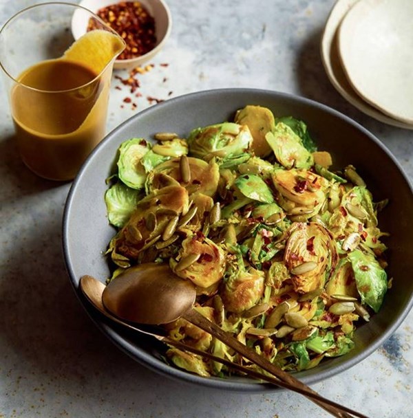 Vegan creamy Brussels sprout Caesar