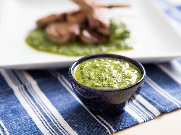 Vegan garden pesto with miso and mixed herbs