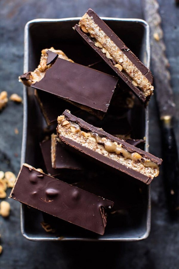 Vegan gooey chocolate coconut caramel bars