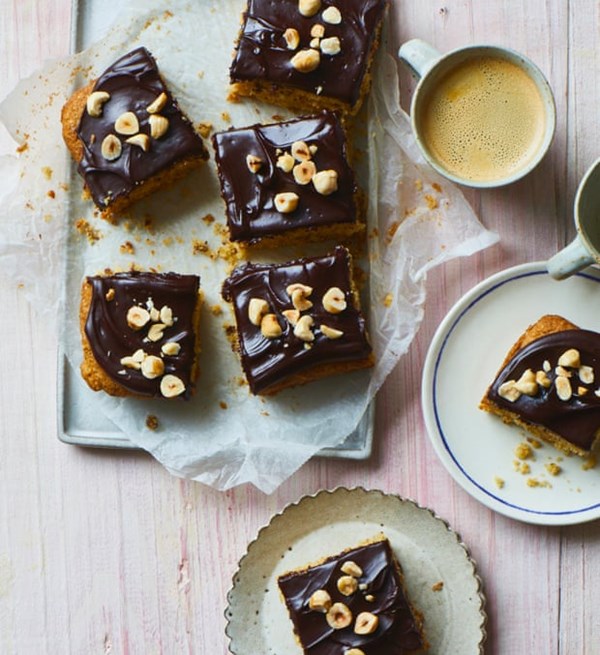 Vegan hazelnut and olive oil cake with ganache
