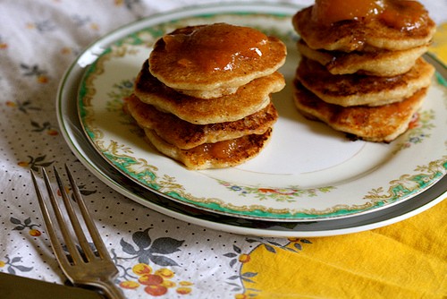 Vegan jam swirled pancakes